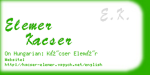 elemer kacser business card